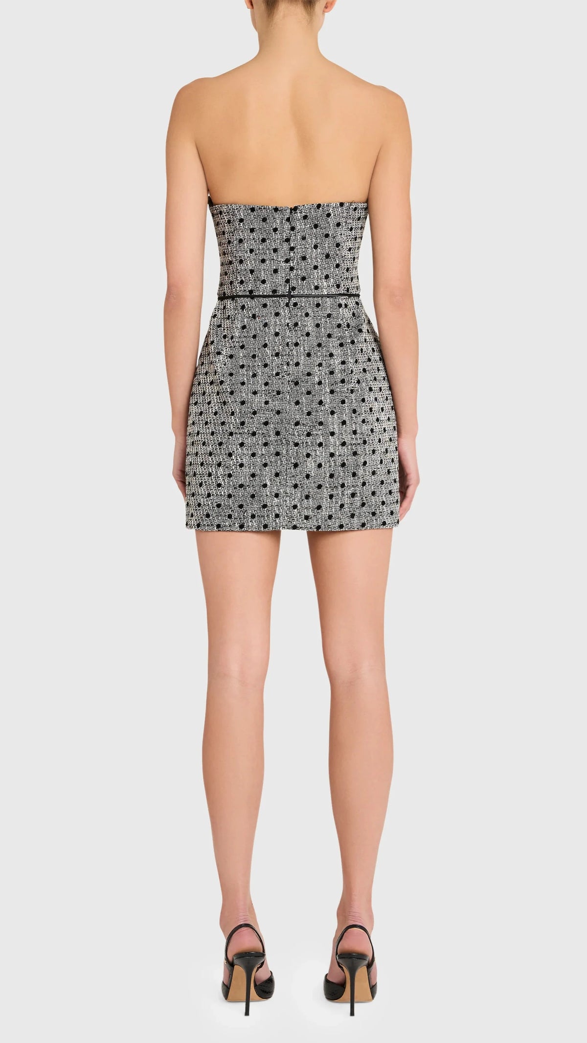 Amanda Uprichard Puzzle Strapless Mini Dress in Black/White