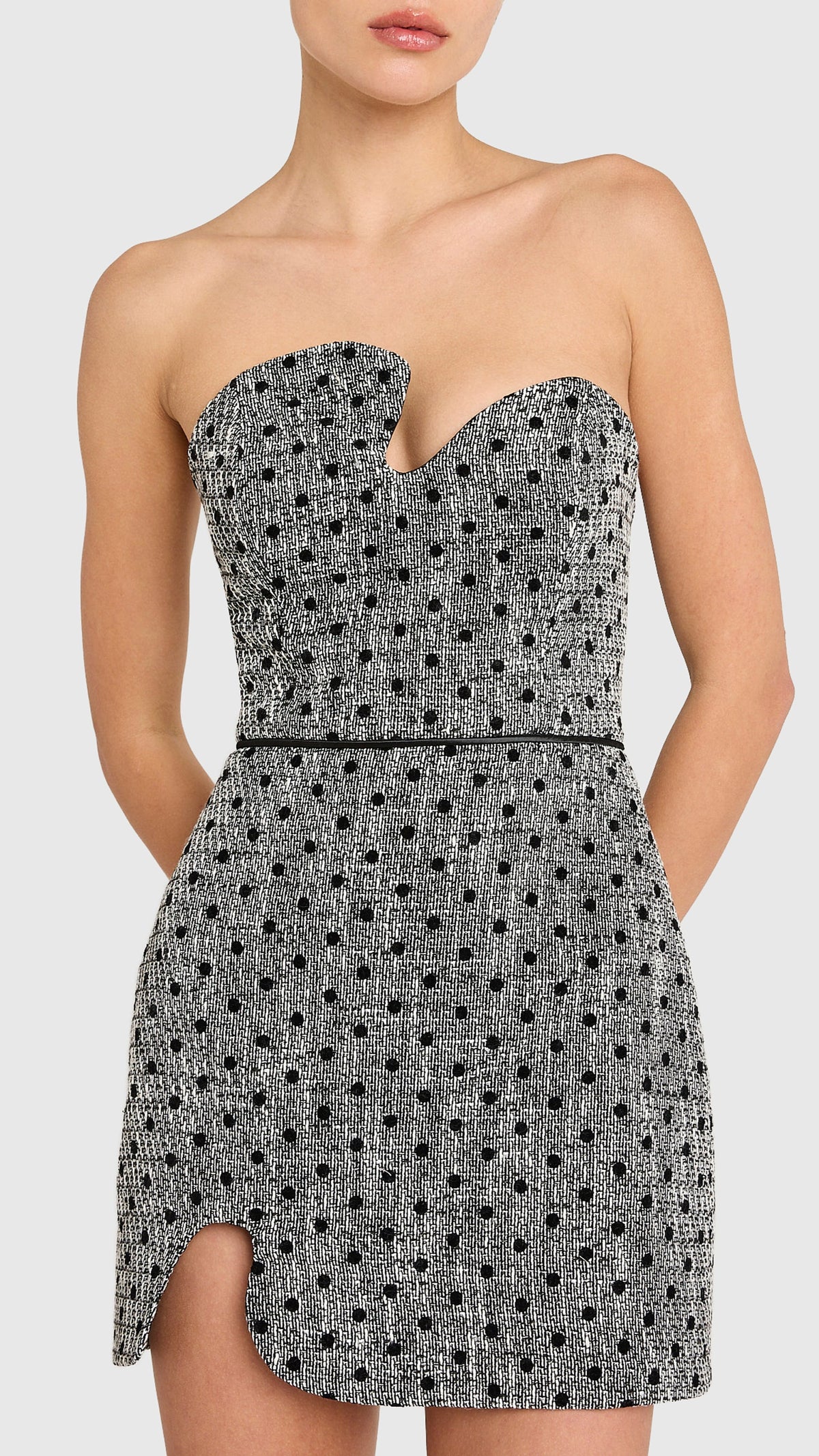 Amanda Uprichard Puzzle Strapless Mini Dress in Black/White