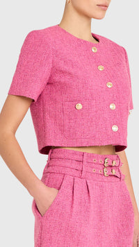 Amanda Uprichard Braswell Tweed Top Jacket in Roseberry