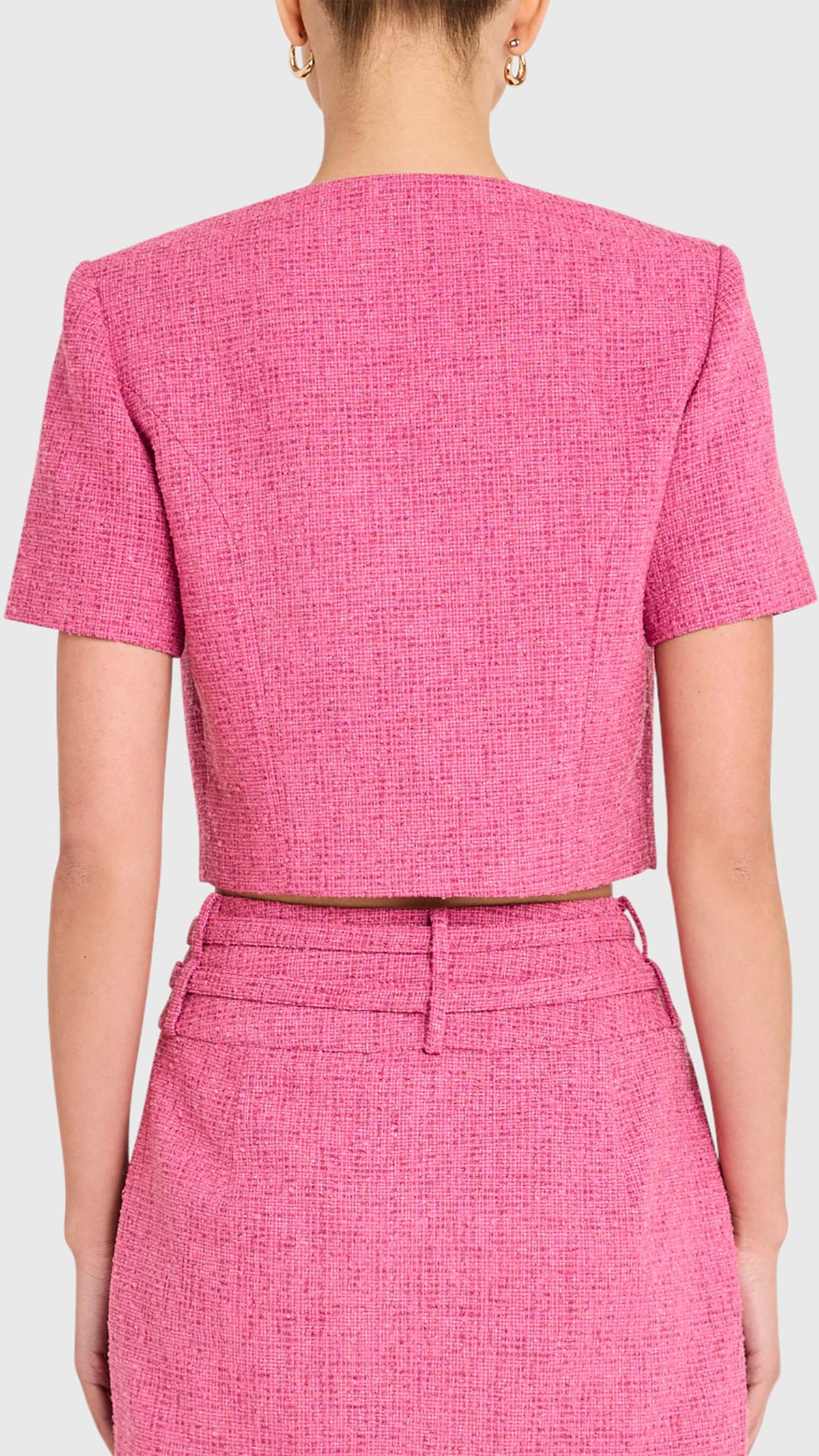 Amanda Uprichard Braswell Tweed Top Jacket in Roseberry
