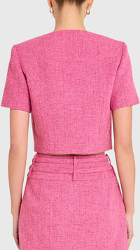Amanda Uprichard Braswell Tweed Top Jacket in Roseberry