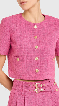 Amanda Uprichard Braswell Tweed Top Jacket in Roseberry