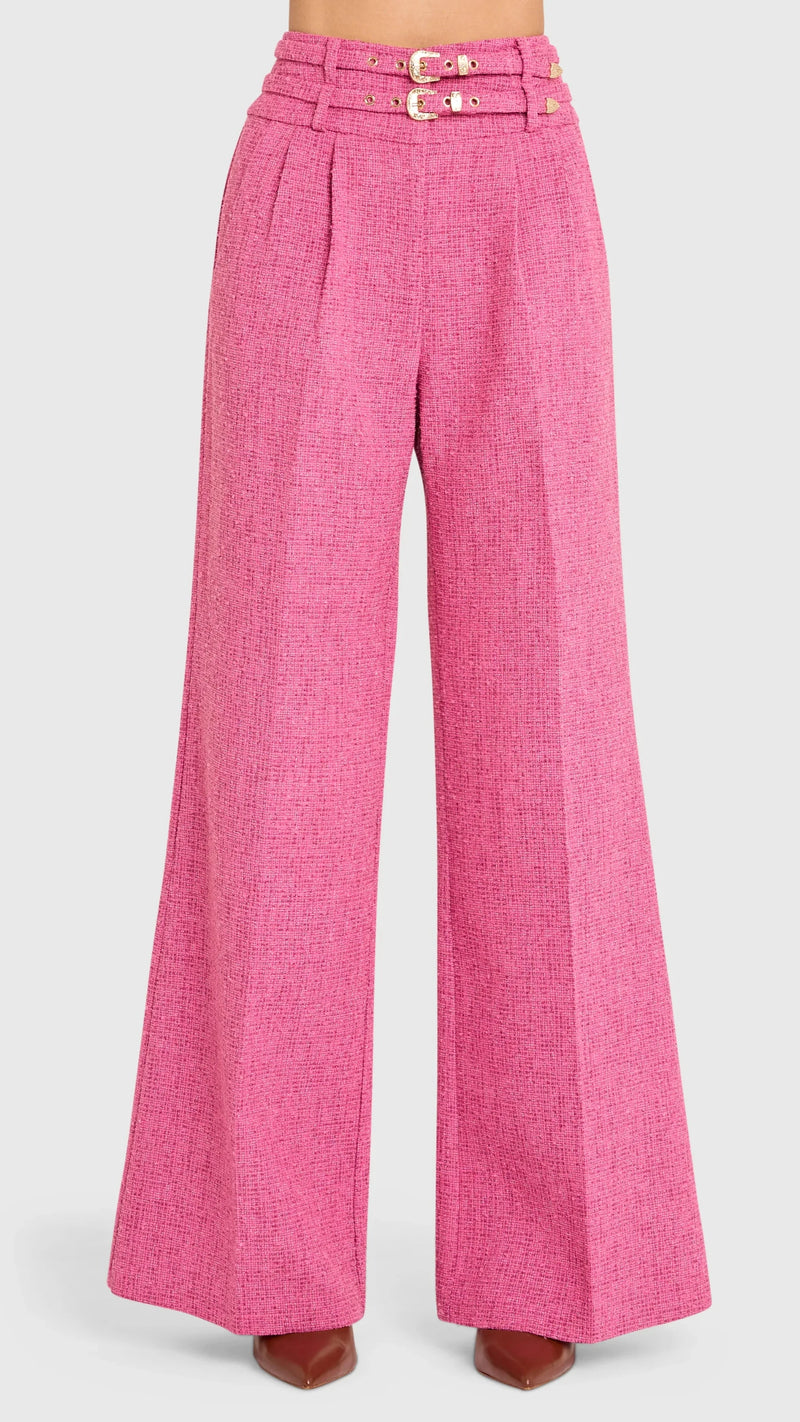 Amanda Uprichard Blythe Tweed Pant in Roseberry
