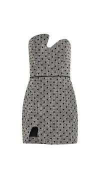 Amanda Uprichard Puzzle Strapless Mini Dress in Black/White