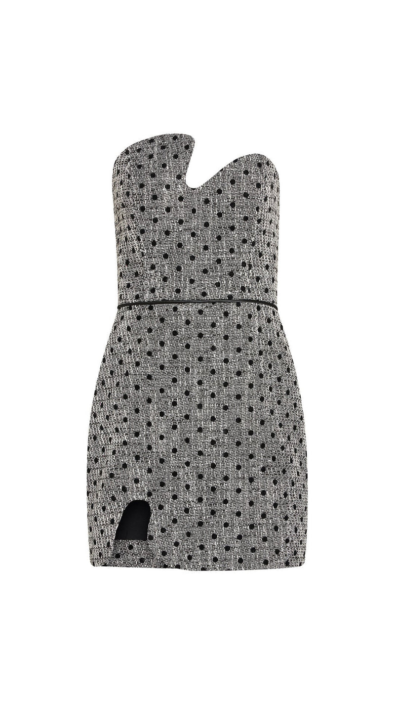 Amanda Uprichard Puzzle Strapless Mini Dress in Black/White