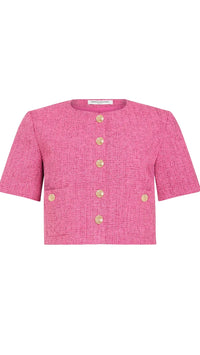 Amanda Uprichard Braswell Tweed Top Jacket in Roseberry