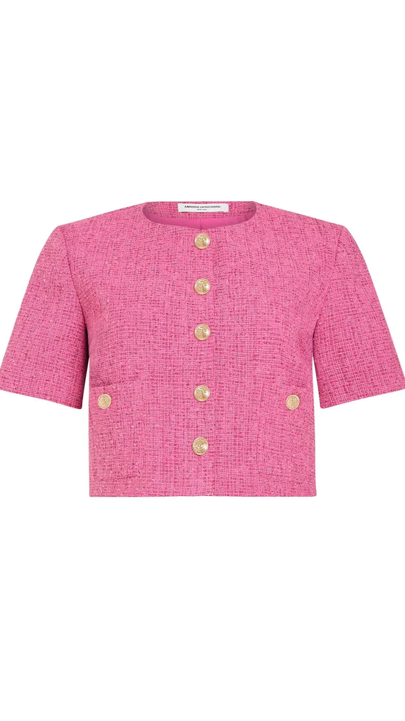 Amanda Uprichard Braswell Tweed Top Jacket in Roseberry