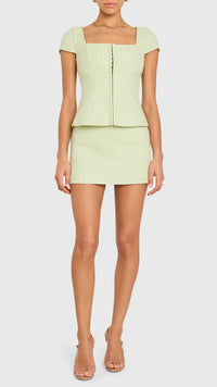 Amanda Uprichard Atlas Tweed Skort in Mint
