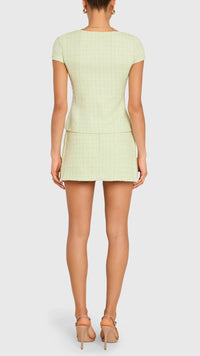 Amanda Uprichard Atlas Tweed Skort in Mint