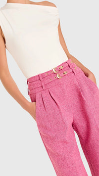 Amanda Uprichard Blythe Tweed Pant in Roseberry