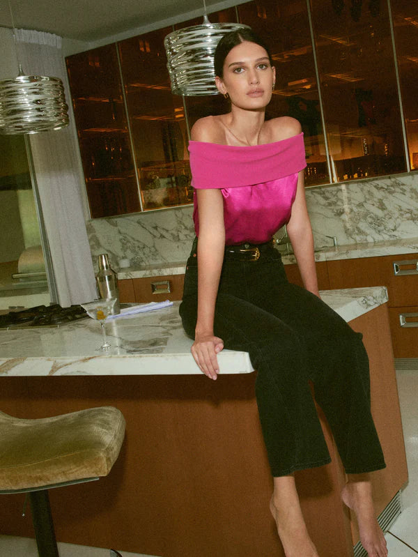 Nation LTD Vera Off The Shoulder Top in Miss Magenta