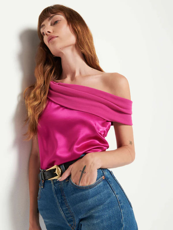 Nation LTD Vera Off The Shoulder Top in Miss Magenta