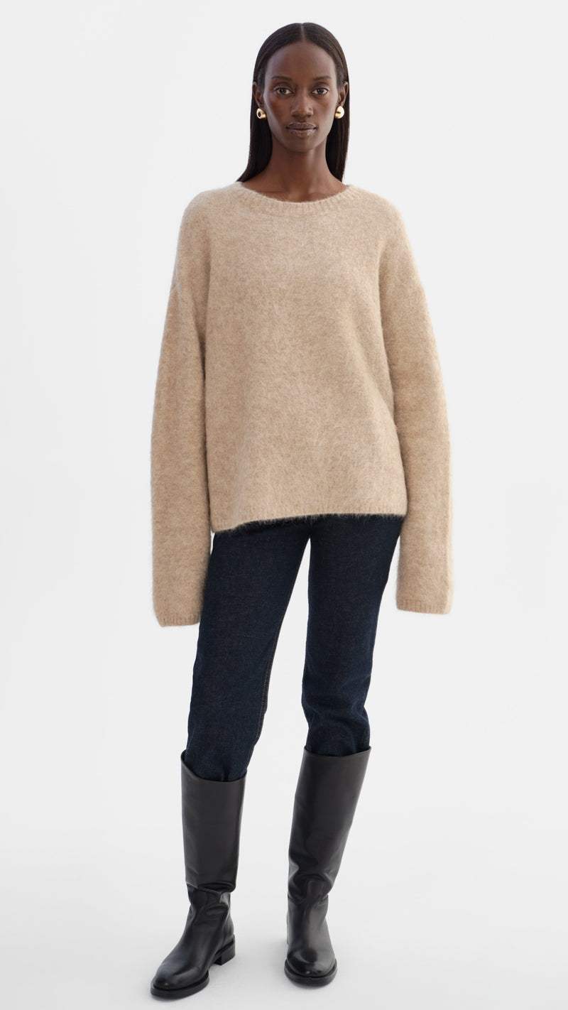 Lamarque Vera Boxy Sweater in Heather Beige