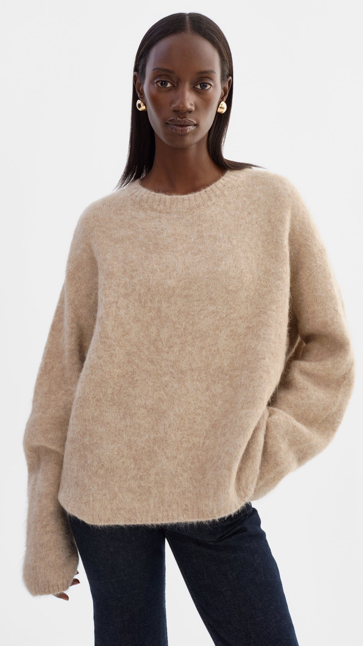 Lamarque Vera Boxy Sweater in Heather Beige