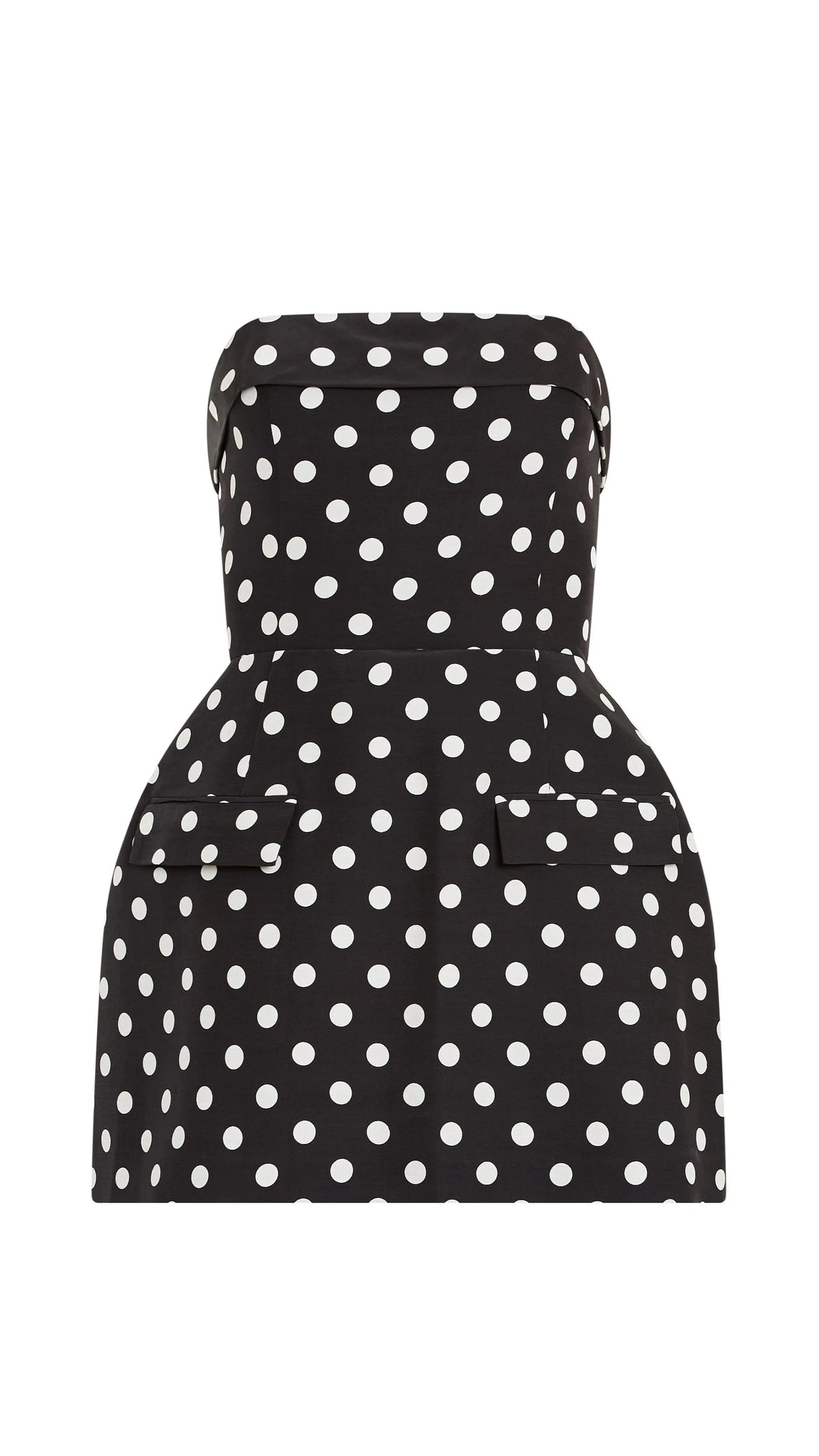Amanda Uprichard Lucienne Strapples Skort Romper in Black/Ivory Polka Dot