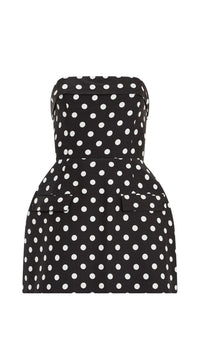 Amanda Uprichard Lucienne Strapples Skort Romper in Black/Ivory Polka Dot