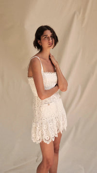 Saylor Verena Eyelet Mini Dress in White