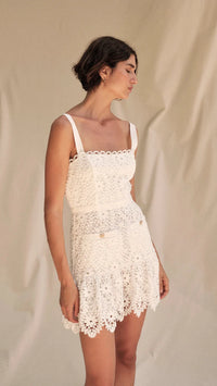 Saylor Verena Eyelet Mini Dress in White