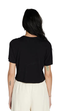 Les Tien May Cropped Cotton T-Shirt in Black