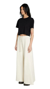 Les Tien May Cropped Cotton T-Shirt in Black