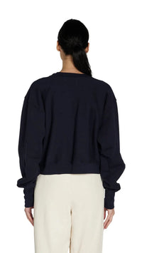 Les Tien Ryder Crop Crew Sweatshirt in Navy