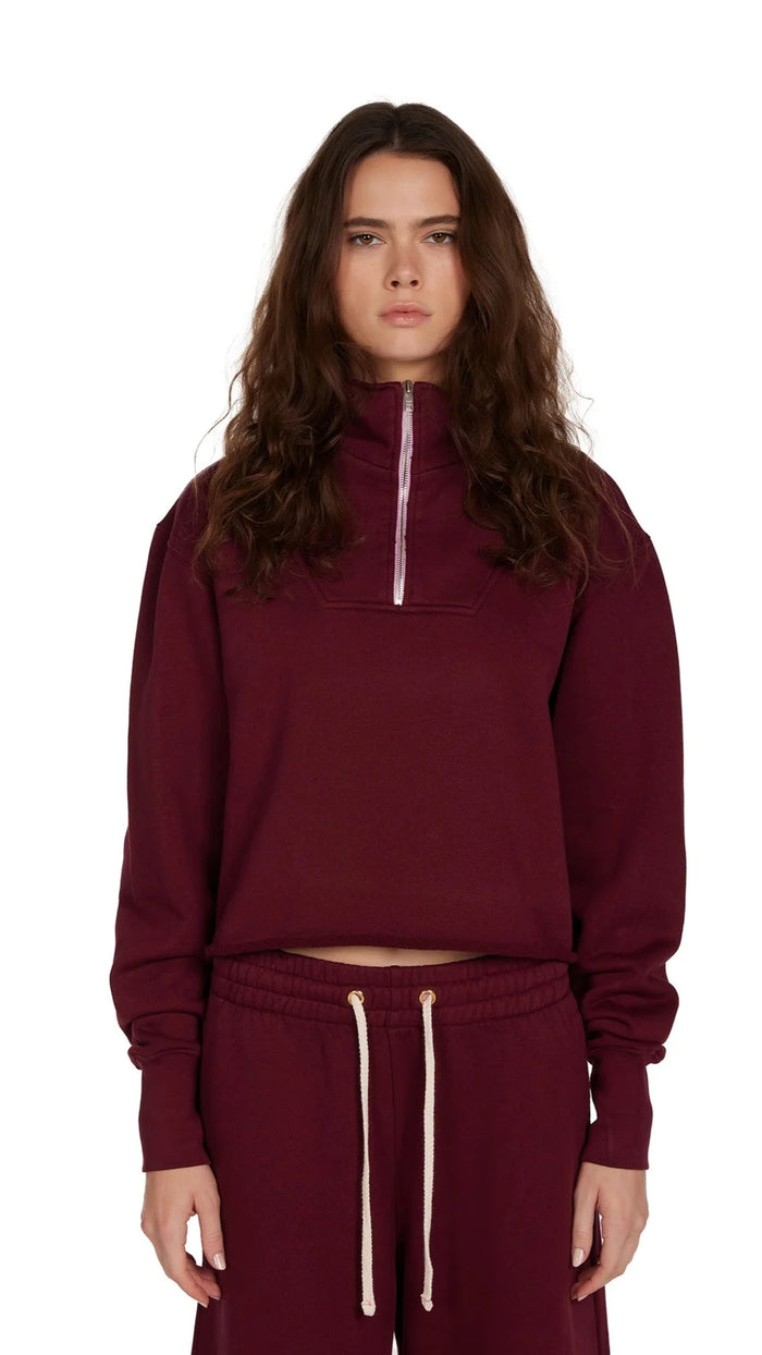 Les Tien Haley Half Zip in Burgundy