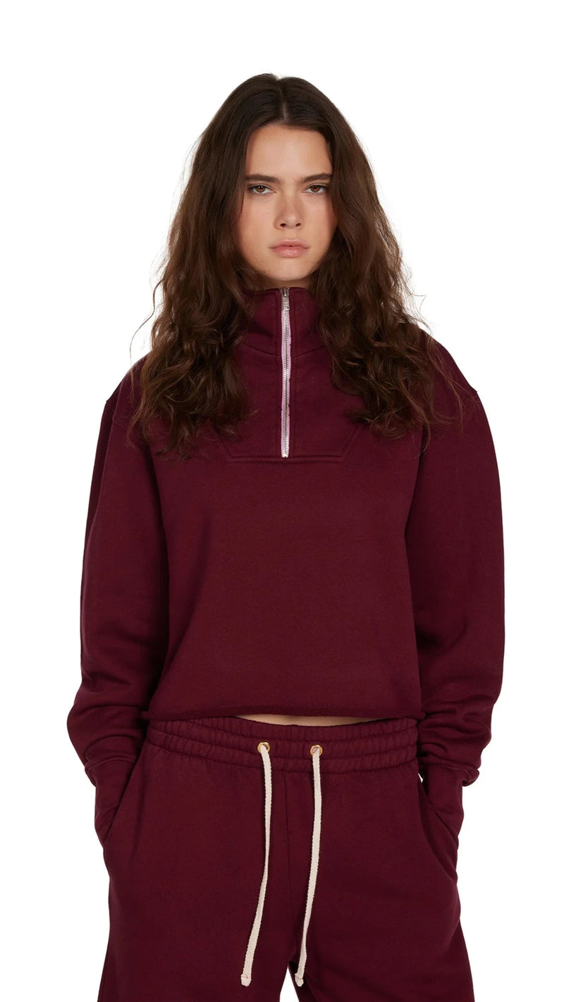 Les Tien Haley Half Zip in Burgundy