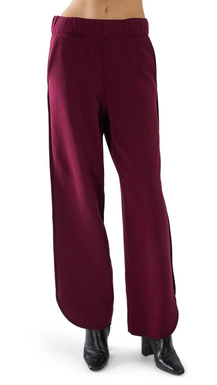 Les Tien Olympia Scallop Sweatpants in Burgundy