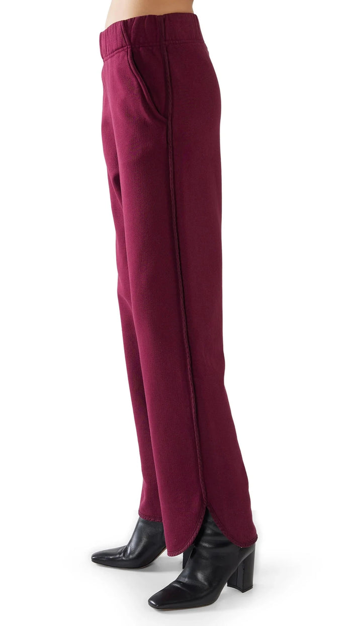 Les Tien Olympia Scallop Sweatpants in Burgundy