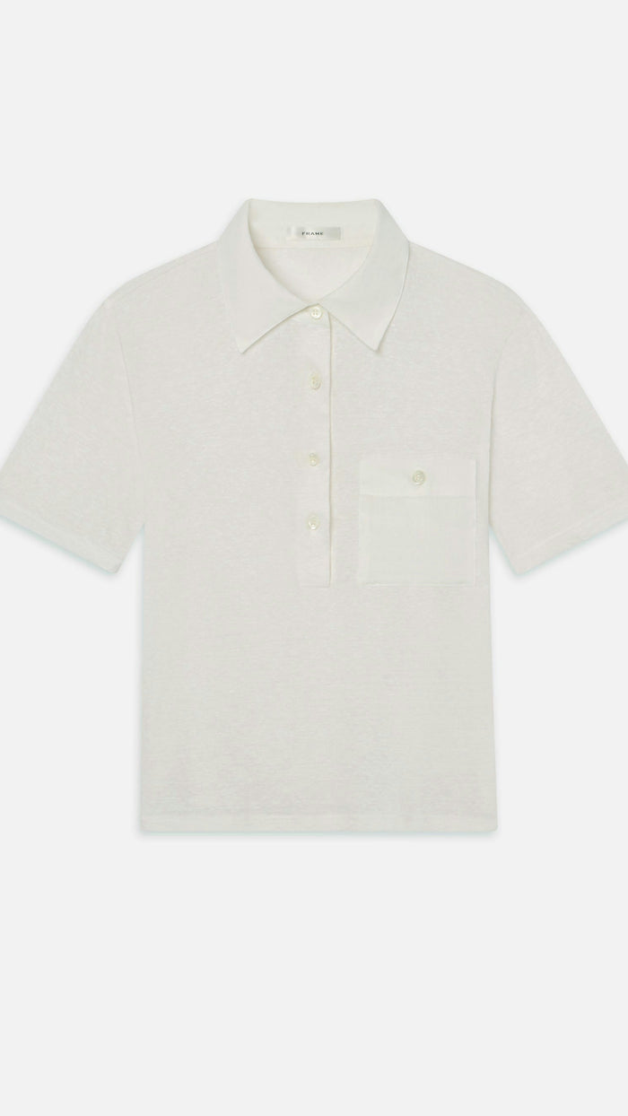 Frame Denim The Caddy Polo in Cream