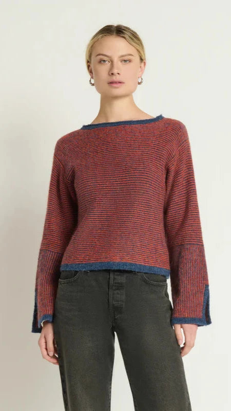 Nation LTD Willow Slit Sleeve Pullover Sweater in Greenwich Autumn Leaf