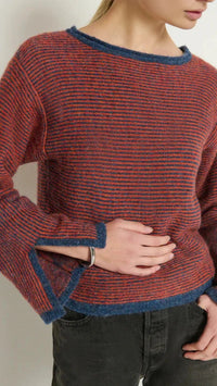 Nation LTD Willow Slit Sleeve Pullover Sweater in Greenwich Autumn Leaf