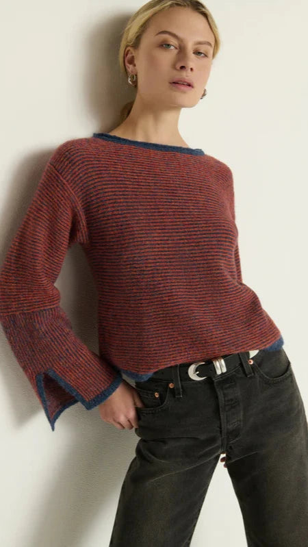 Nation LTD Willow Slit Sleeve Pullover Sweater in Greenwich Autumn Leaf