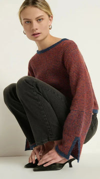 Nation LTD Willow Slit Sleeve Pullover Sweater in Greenwich Autumn Leaf