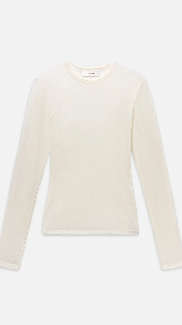 Frame The Mesh Polka Dot Top in Cream