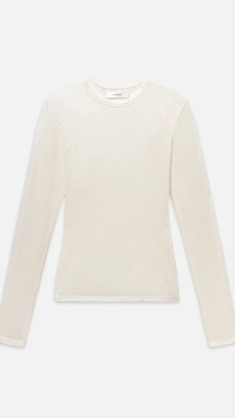 Frame The Mesh Polka Dot Top in Cream
