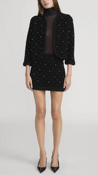 Frame The Embellished Knit Jacket in Black
