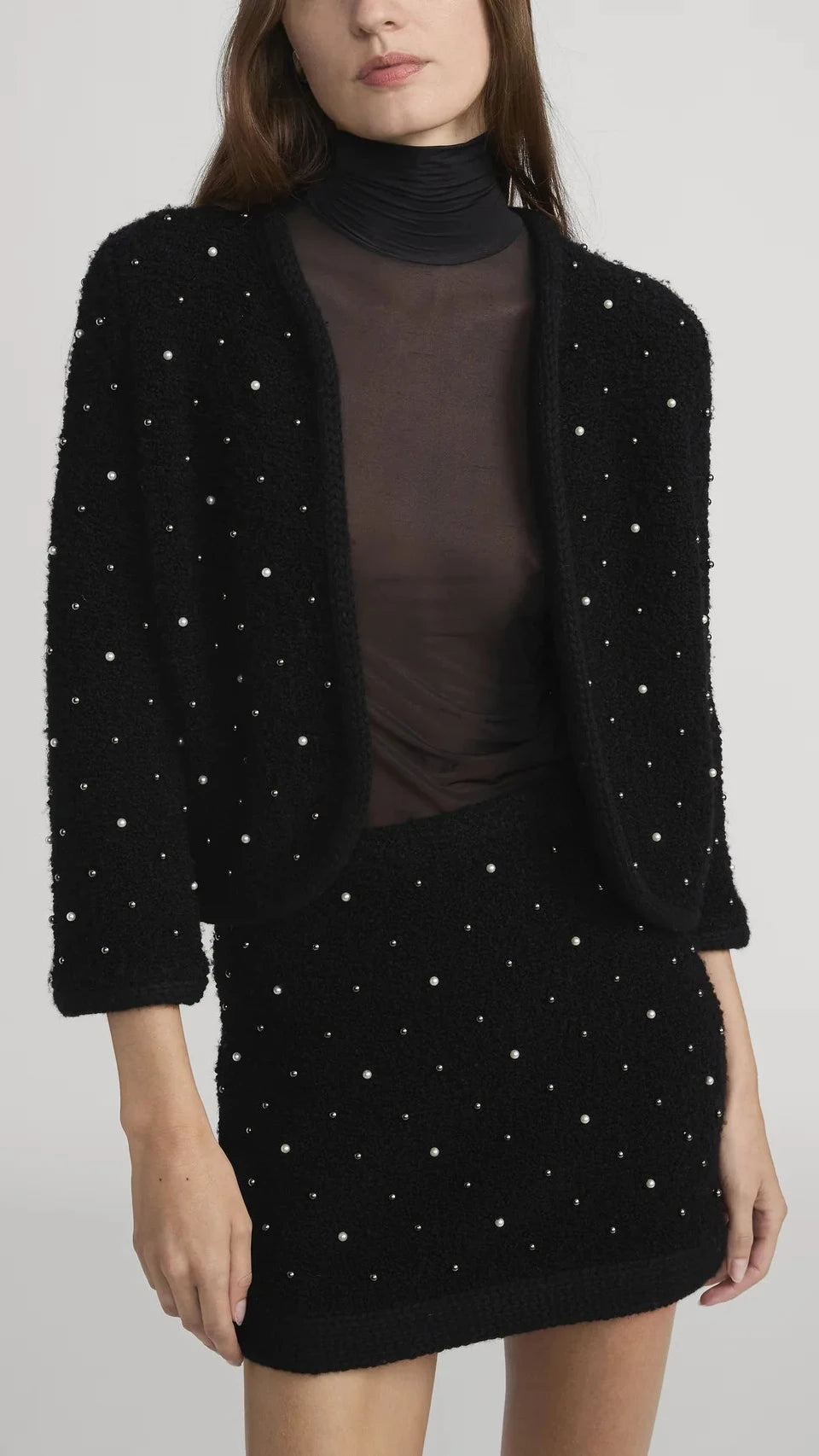 Frame The Embellished Knit Jacket in Black