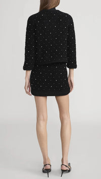 Frame The Embellished Knit Jacket in Black