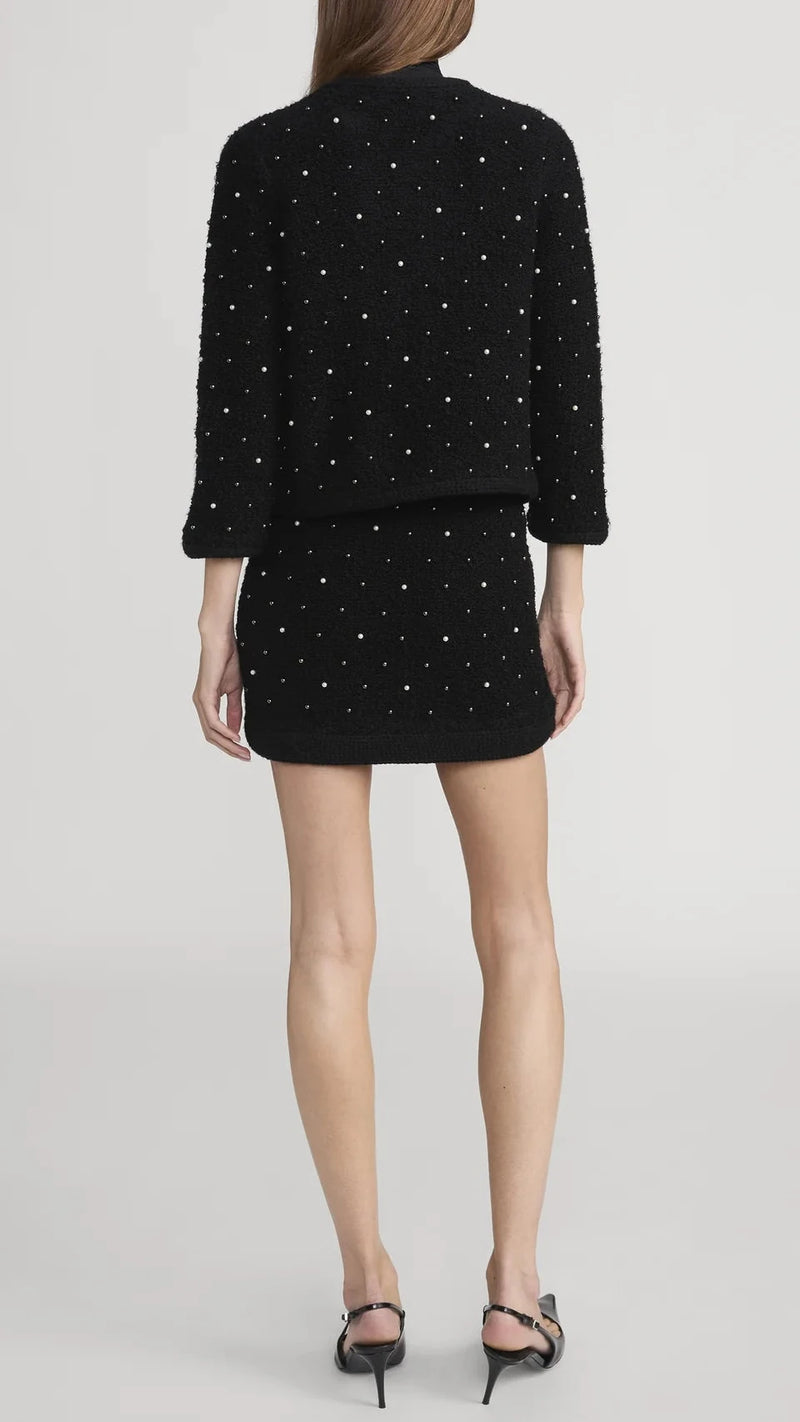 Frame The Embellished Knit Jacket in Black