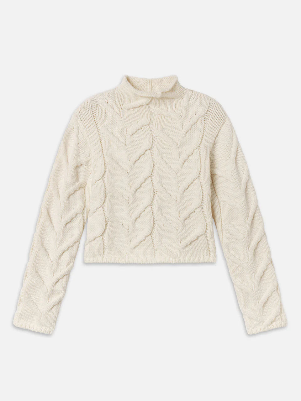 Frame The Cable Funnel Sweater in Cream