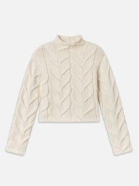 Frame The Cable Funnel Sweater in Cream