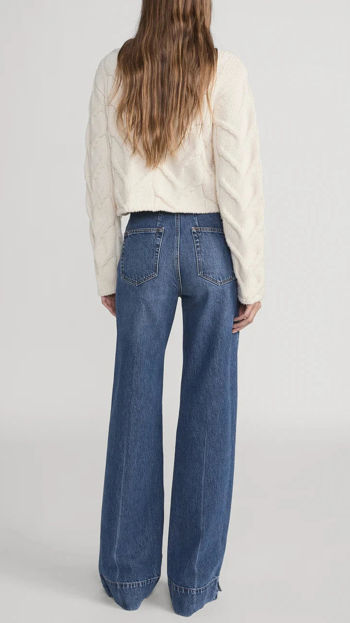 Frame The Cable Funnel Sweater in Cream