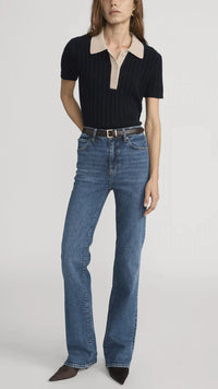 Frame The Contrast Trim Polo in Navy Multi