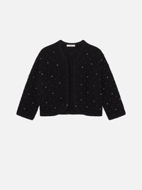 Frame The Embellished Knit Jacket in Black