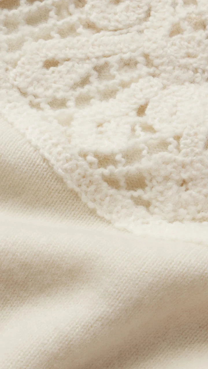 Frame The Lace Gathered Sweater in Cream