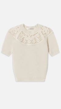 Frame The Lace Gathered Sweater in Cream
