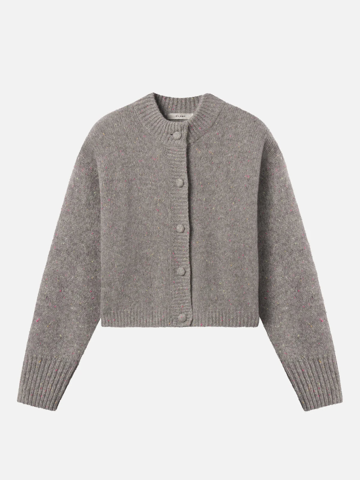 Frame The Cashmere Fleck Cardigan in Silver