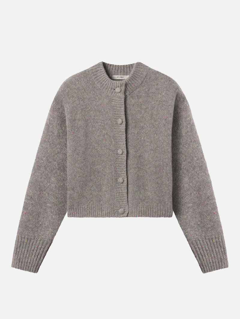 Frame The Cashmere Fleck Cardigan in Silver