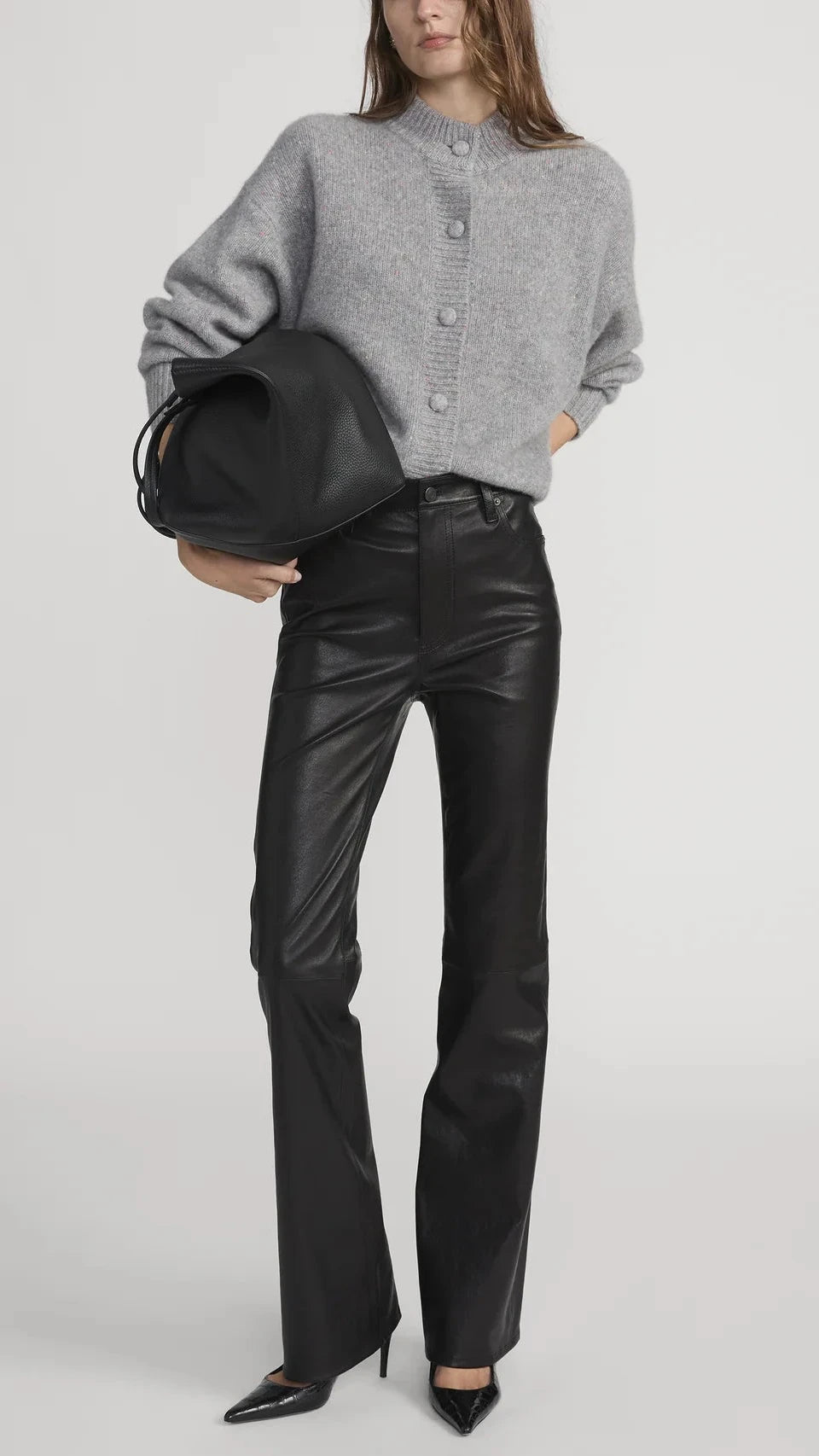 Frame The Cashmere Fleck Cardigan in Silver